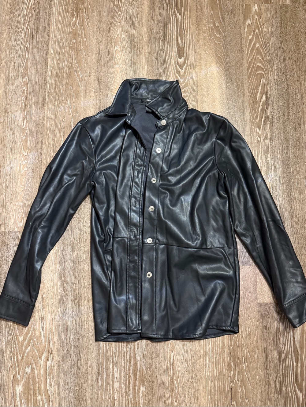 Faux leather shacket